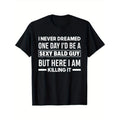 Never Thought That The Sexy Bald Male God Was So Charming, Pure Cotton Creative Printing Pattern Short Sleeves - Gifts...