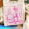 New Years Sweatshirt, Disco Ball Champagne Coquette New Years Eve 2025 Holiday season Shirt, Trendy Distressed Retro New...