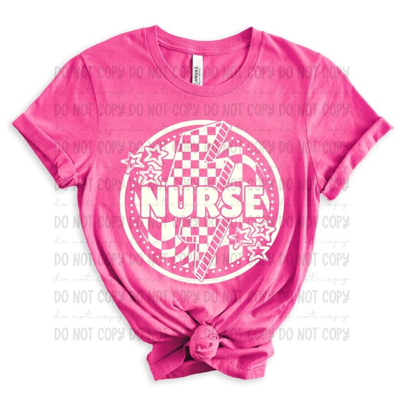 Nurse Bolt Checkered Circle DTF Transfers - THIS IS NOT A SHIRT Hoodie, Sweatshirt | GrindPrints.com