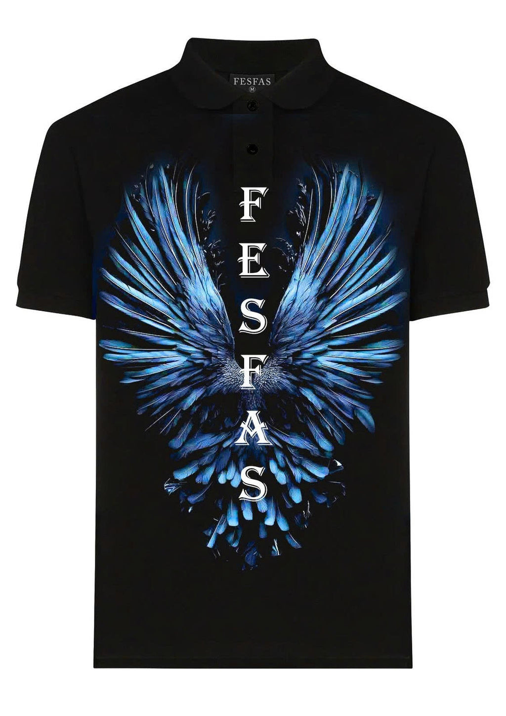 FesFas Feather-print Polo Shirt | Black