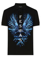 FesFas Feather-print Polo Shirt | Black