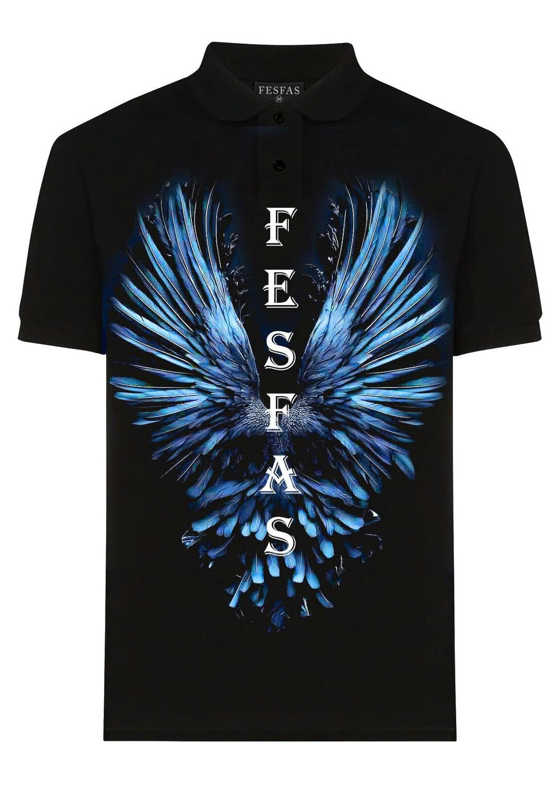 FesFas Feather-print Polo Shirt | Black