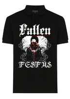 FesFas Angel-print Polo Shirt | Black