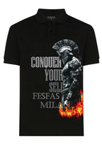 FesFas Spartan Warrior-print Polo Shirt | Black