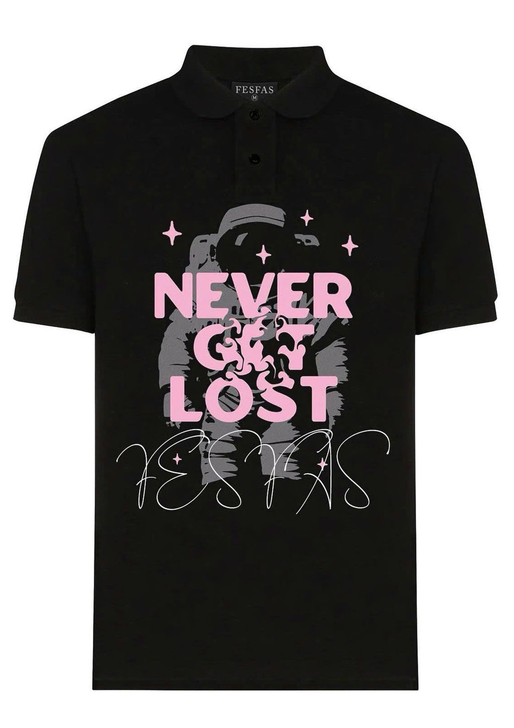 FesFas "Never Get Lost"-print Polo Shirt | Black