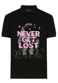 FesFas "Never Get Lost"-print Polo Shirt | Black