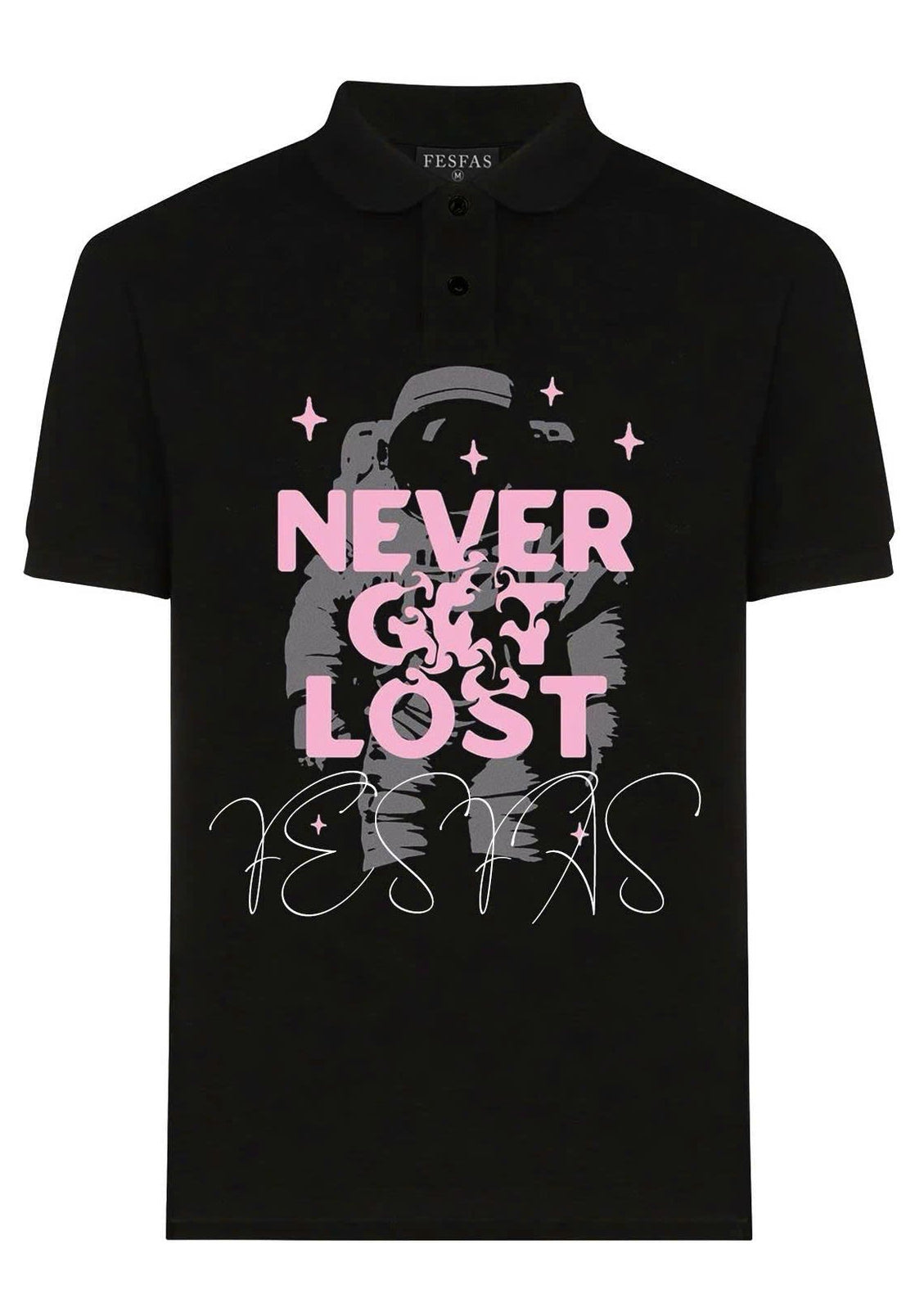 FesFas "Never Get Lost"-print Polo Shirt | Black