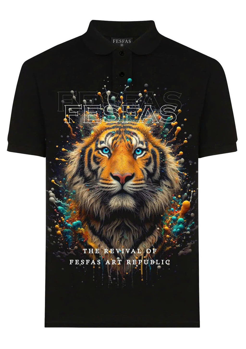 FesFas Tiger-print Polo Shirt | Black