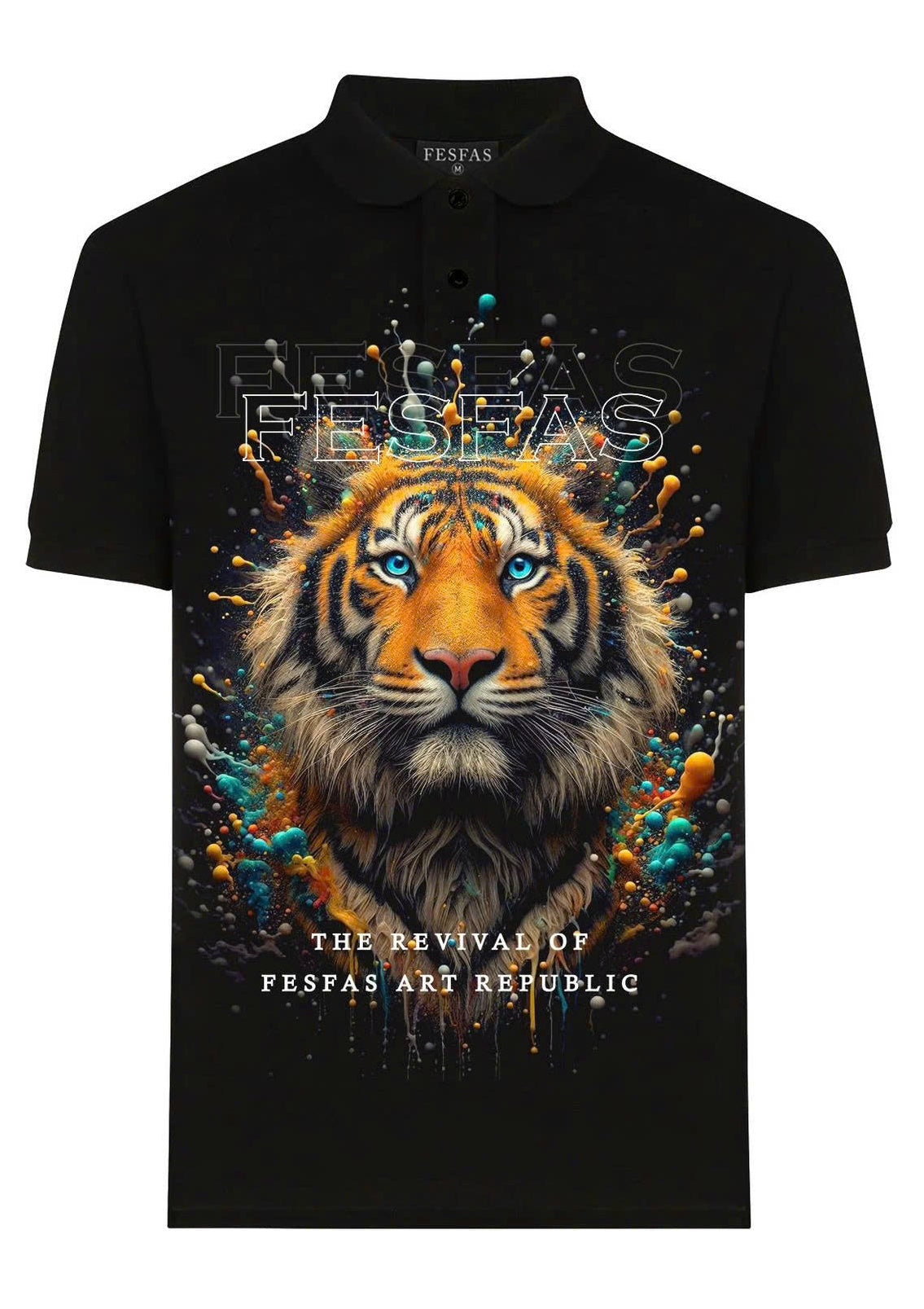 FesFas Tiger-print Polo Shirt | Black