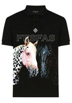 FesFas Horse-print Polo Shirt | Black