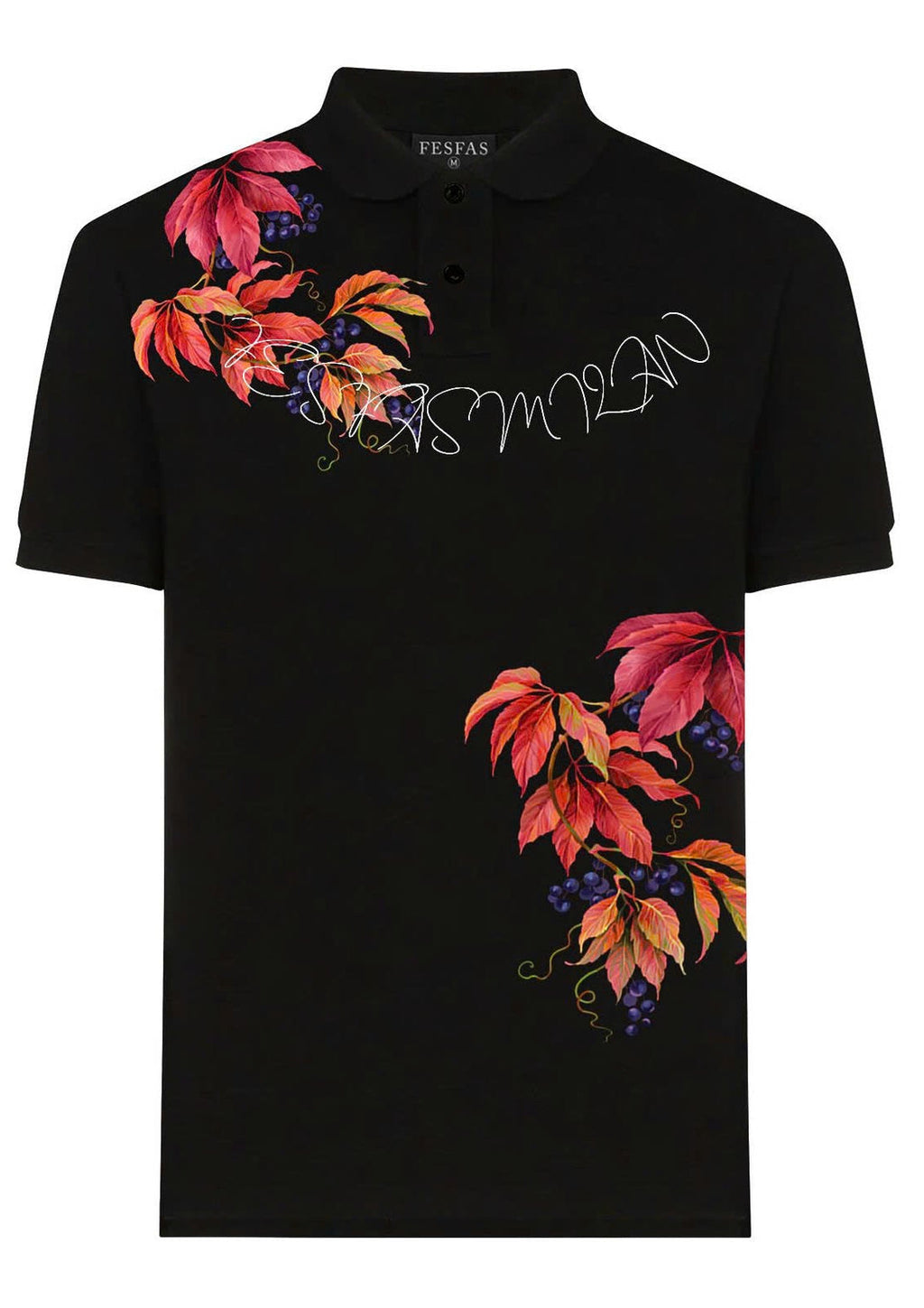 FesFas Leaf-print Polo Shirt | Black