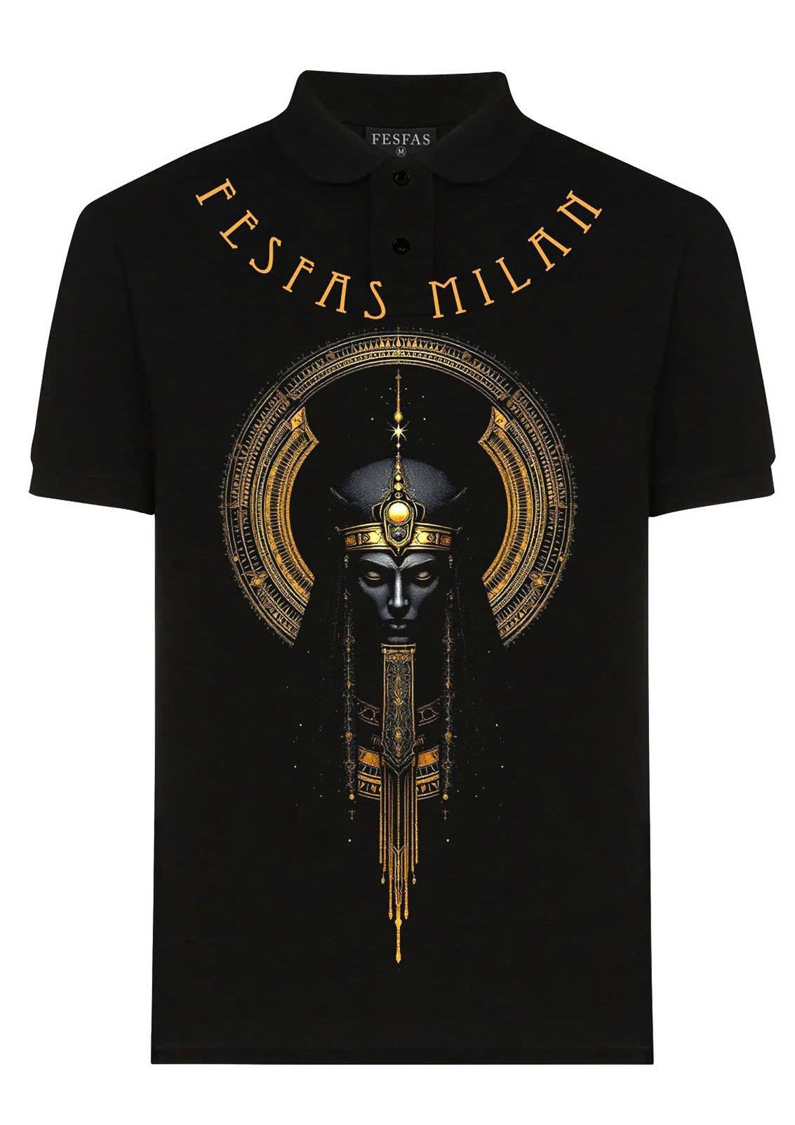 FesFas Pharaoh-print Polo Shirt | Black
