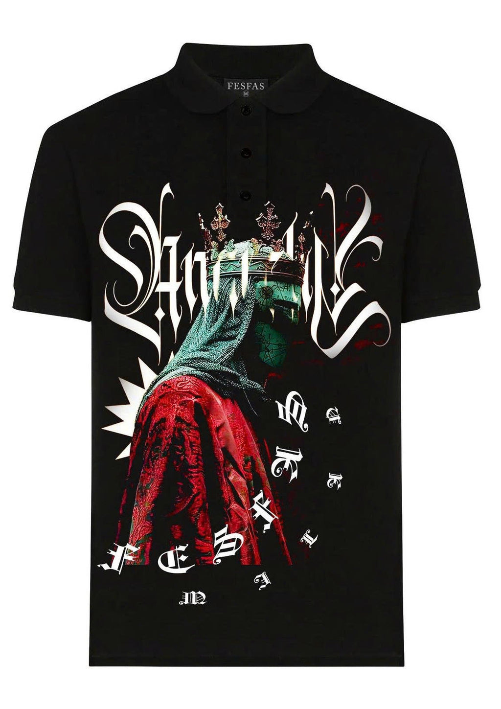 FesFas Virgin Mary-print Polo Shirt | Black