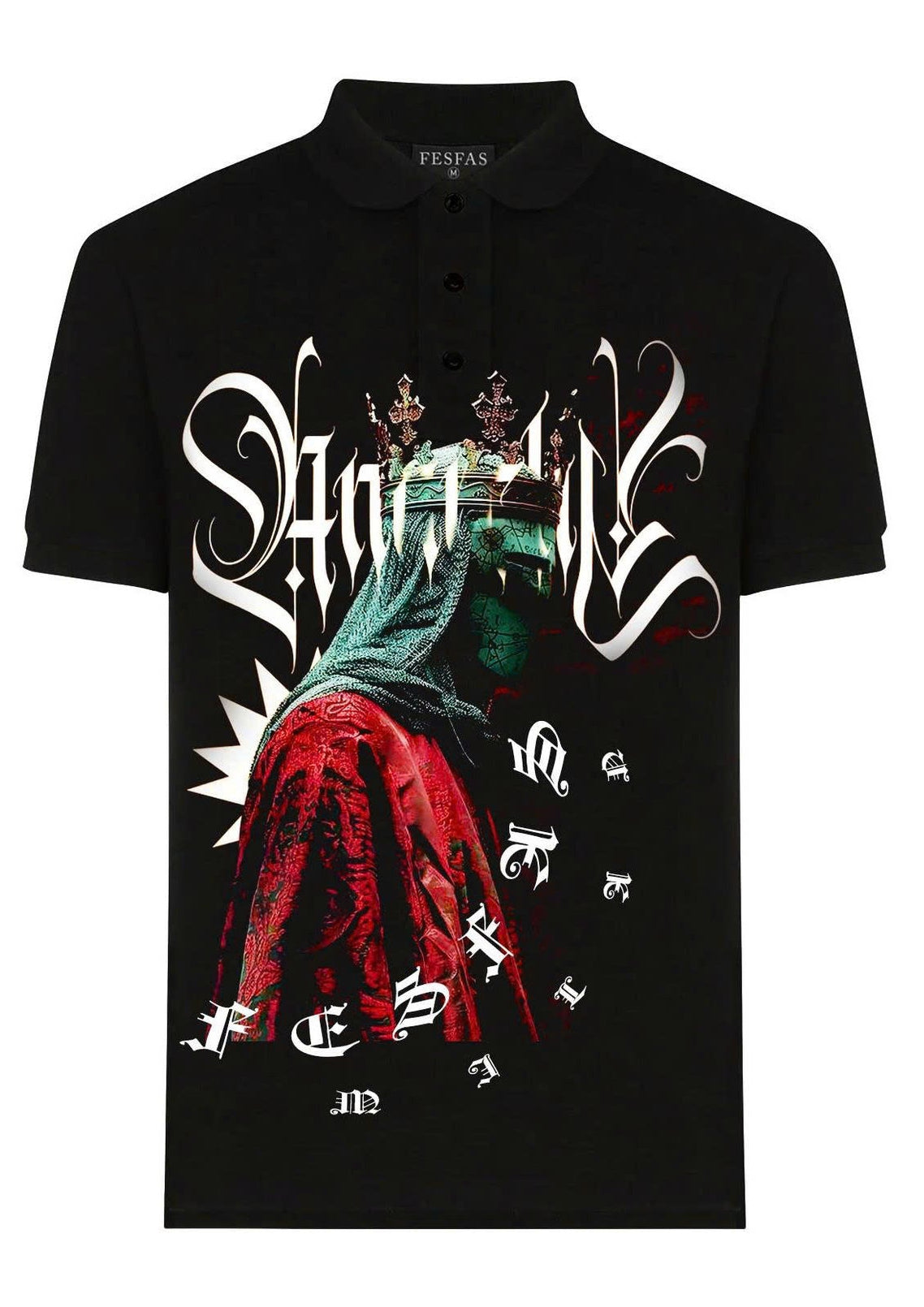 FesFas Virgin Mary-print Polo Shirt | Black