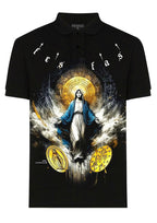 FesFas God-print Polo Shirt | Black