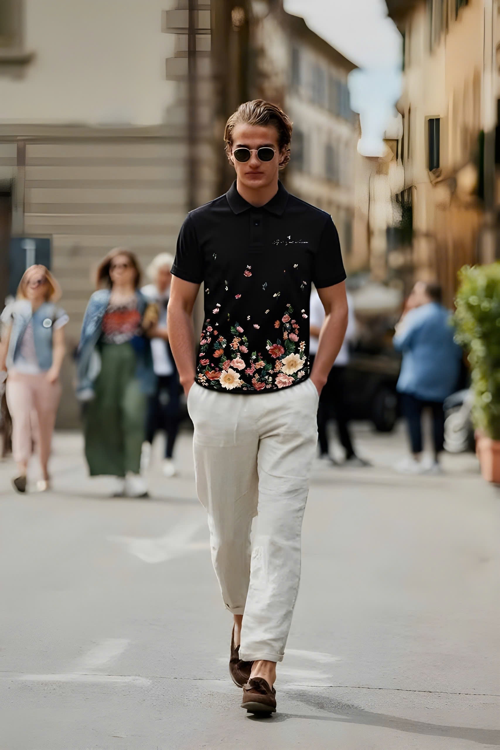 FesFas Floral-print Polo Shirt | Black