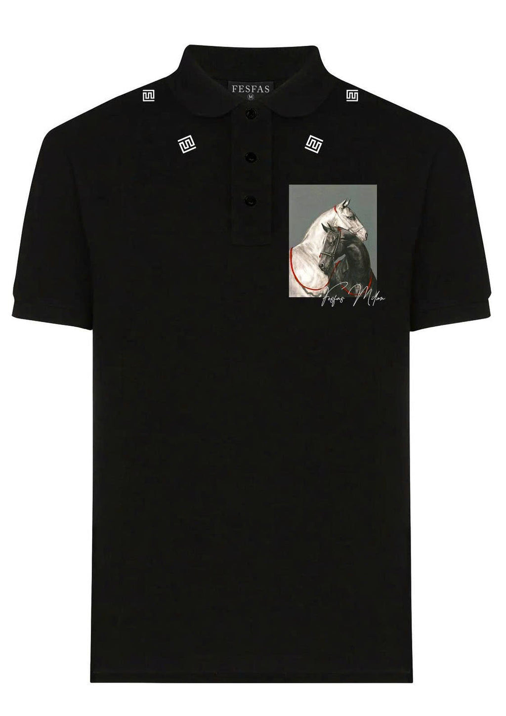 FesFas Horse-print Polo Shirt | Black