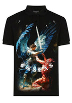 FesFas Angel-print Polo Shirt | Black