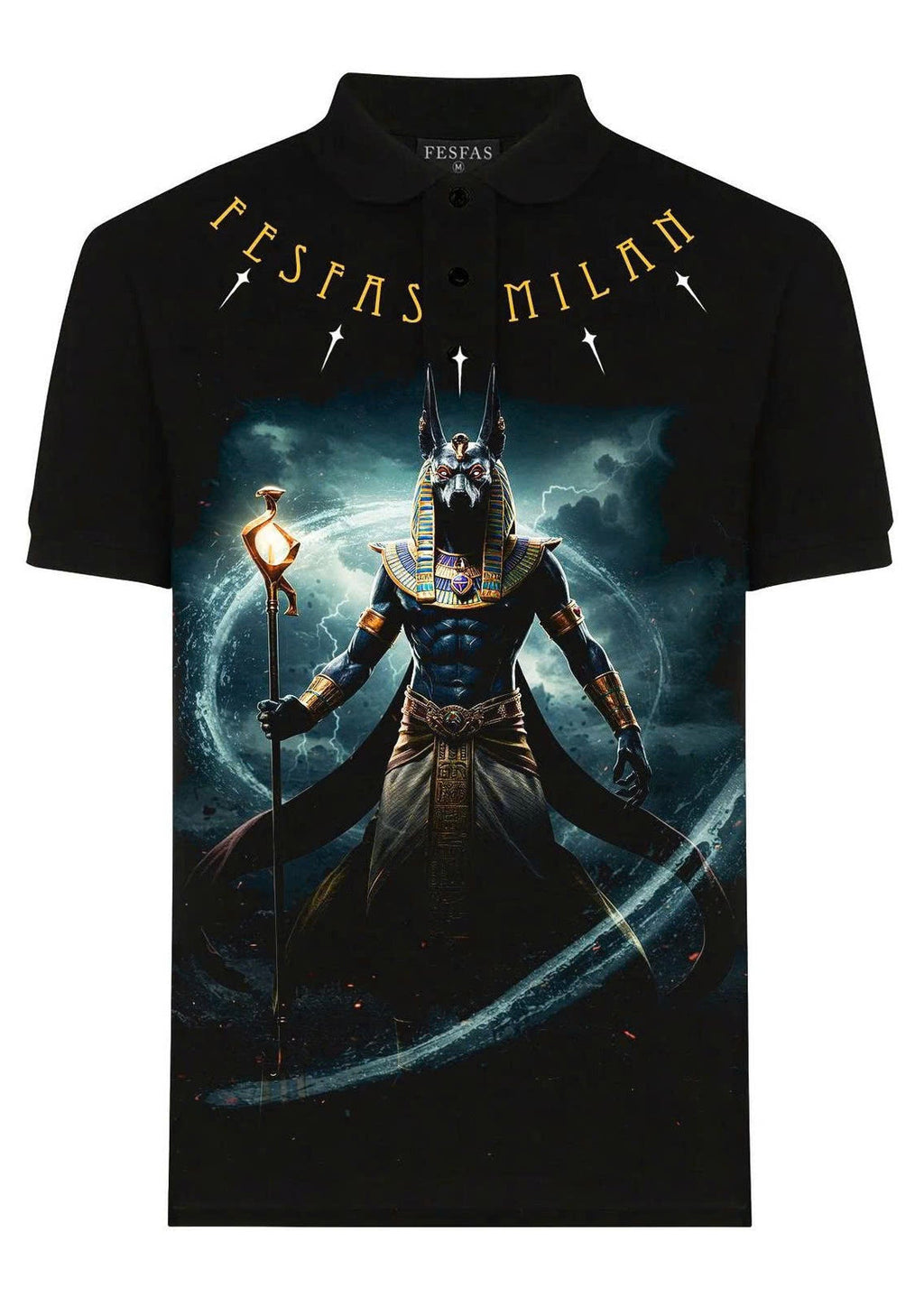 FesFas Anubis-print Polo Shirt | Black