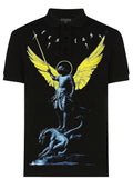 FesFas Angel-print Polo Shirt | Black