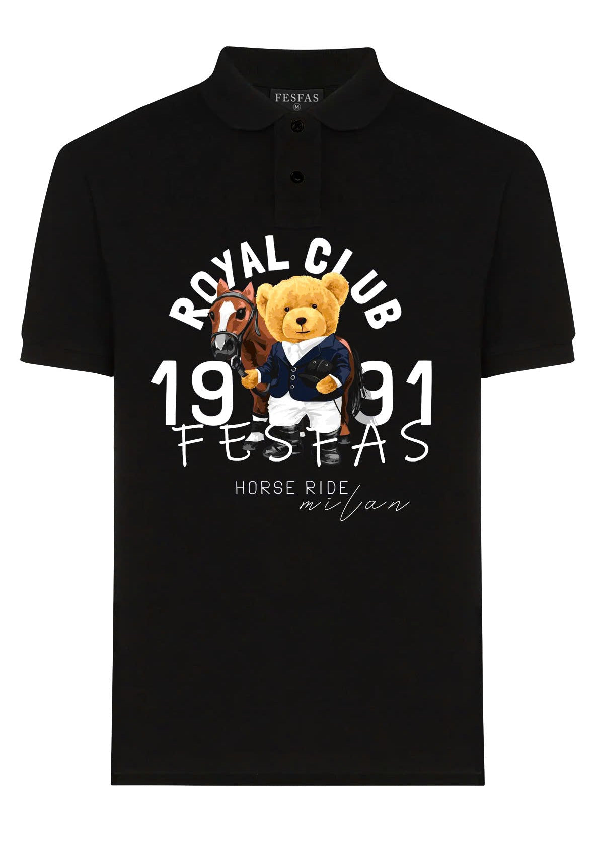 FesFas Bear-print Polo Shirt | Men | Black