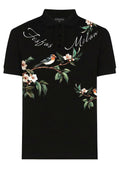 FesFas Floral Bird-print Polo Shirt | Black