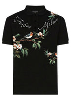 FesFas Floral Bird-print Polo Shirt | Black