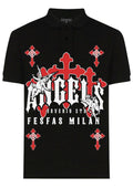FesFas Angel-print Polo Shirt | Black