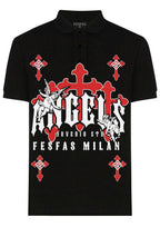 FesFas Angel-print Polo Shirt | Black
