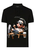 FesFas Boy-print Polo Shirt | Black