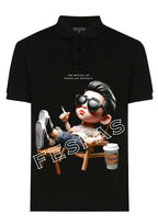 FesFas Boy-print Polo Shirt | Black