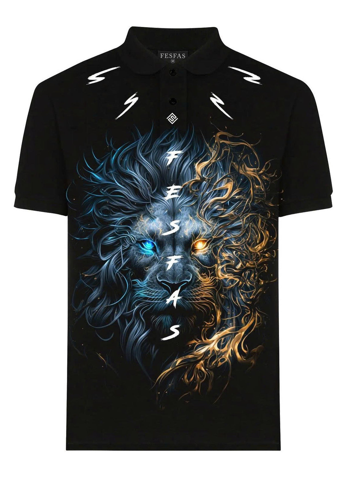 FesFas Lion-print Polo Shirt | Black