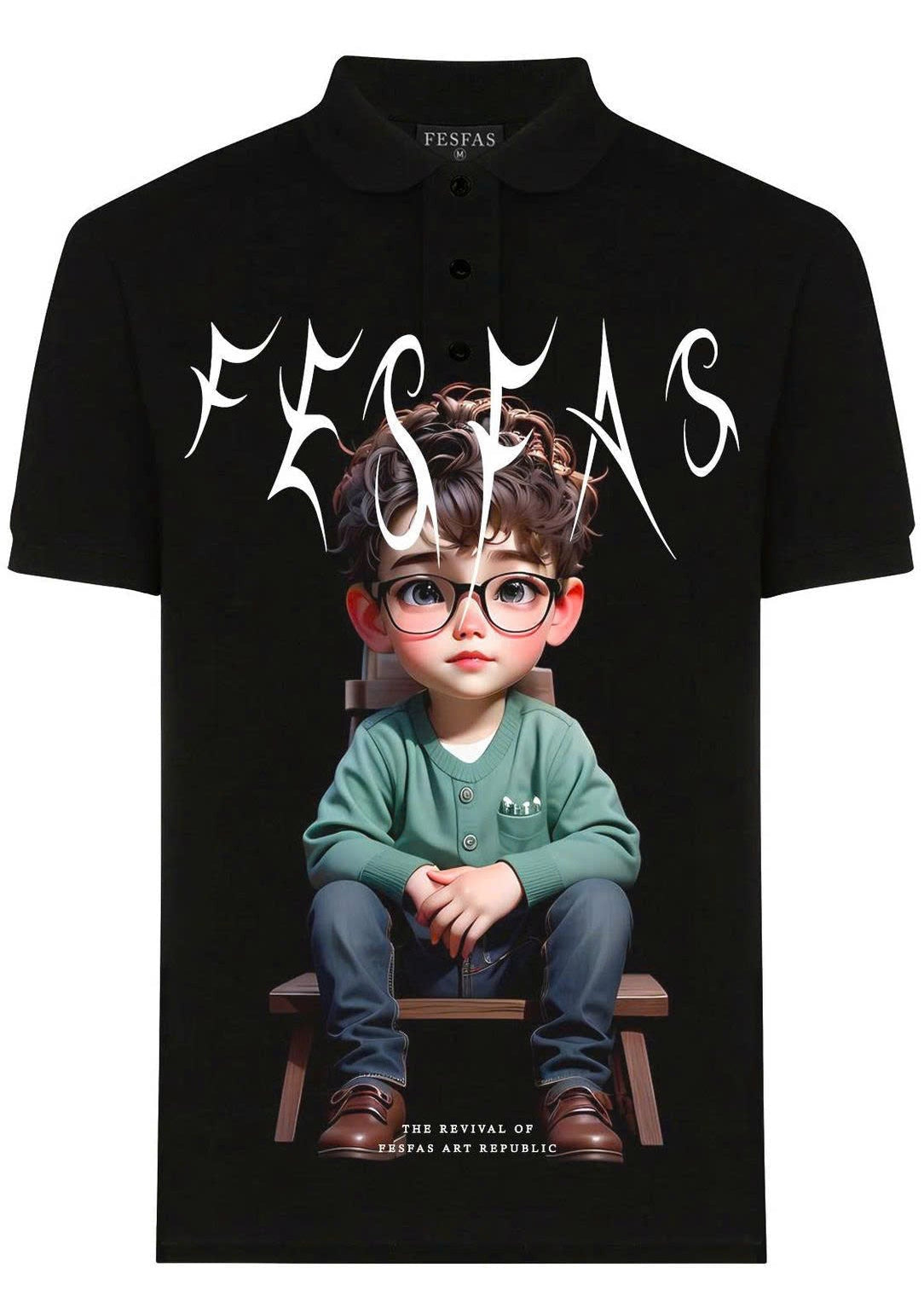 FesFas Boy-print Polo Shirt | Men | Black