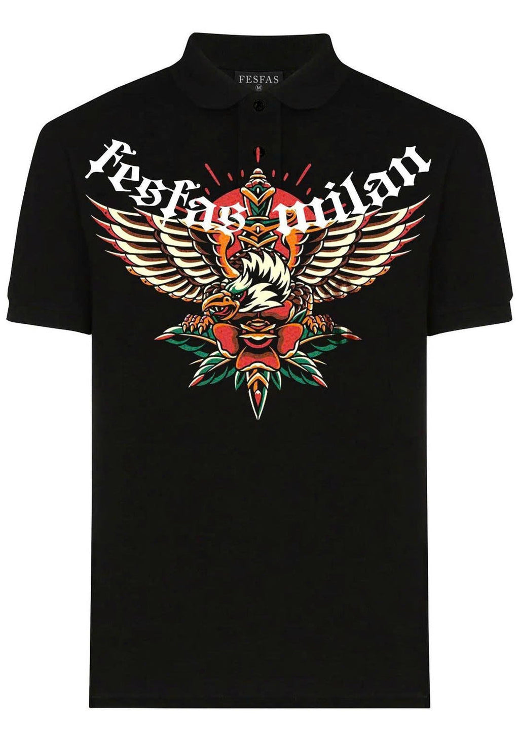 FesFas Eagle-print Polo Shirt | Black
