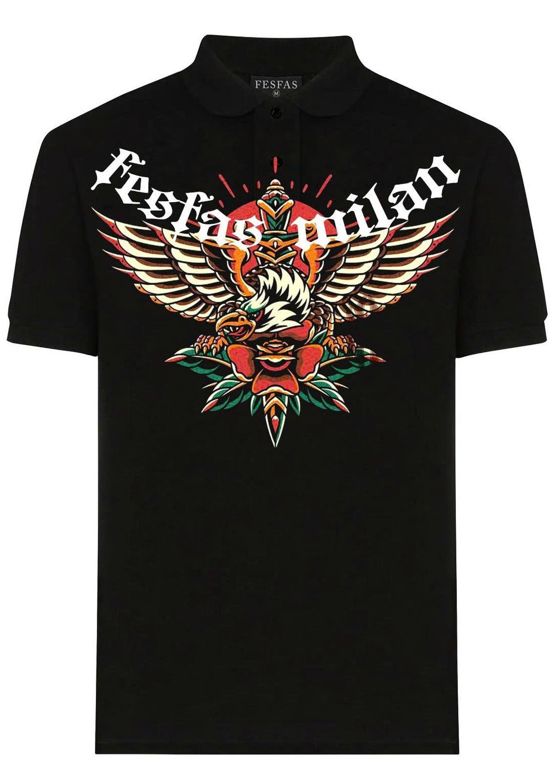 FesFas Eagle-print Polo Shirt | Black