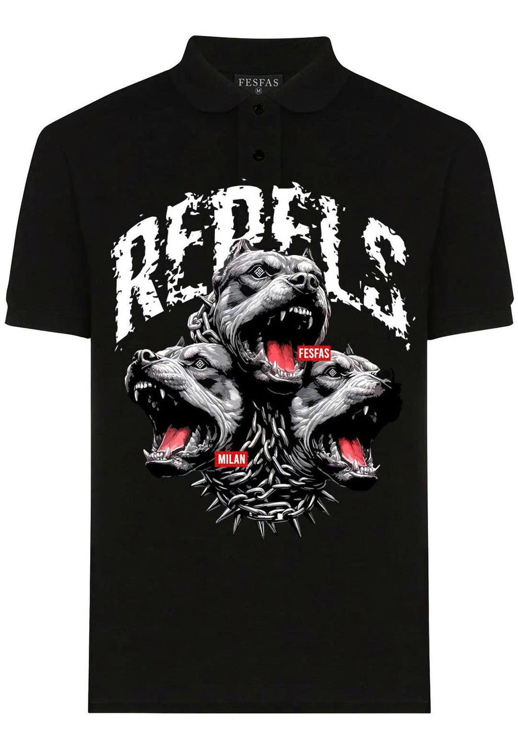 FesFas Bulldog-print Polo Shirt | Black