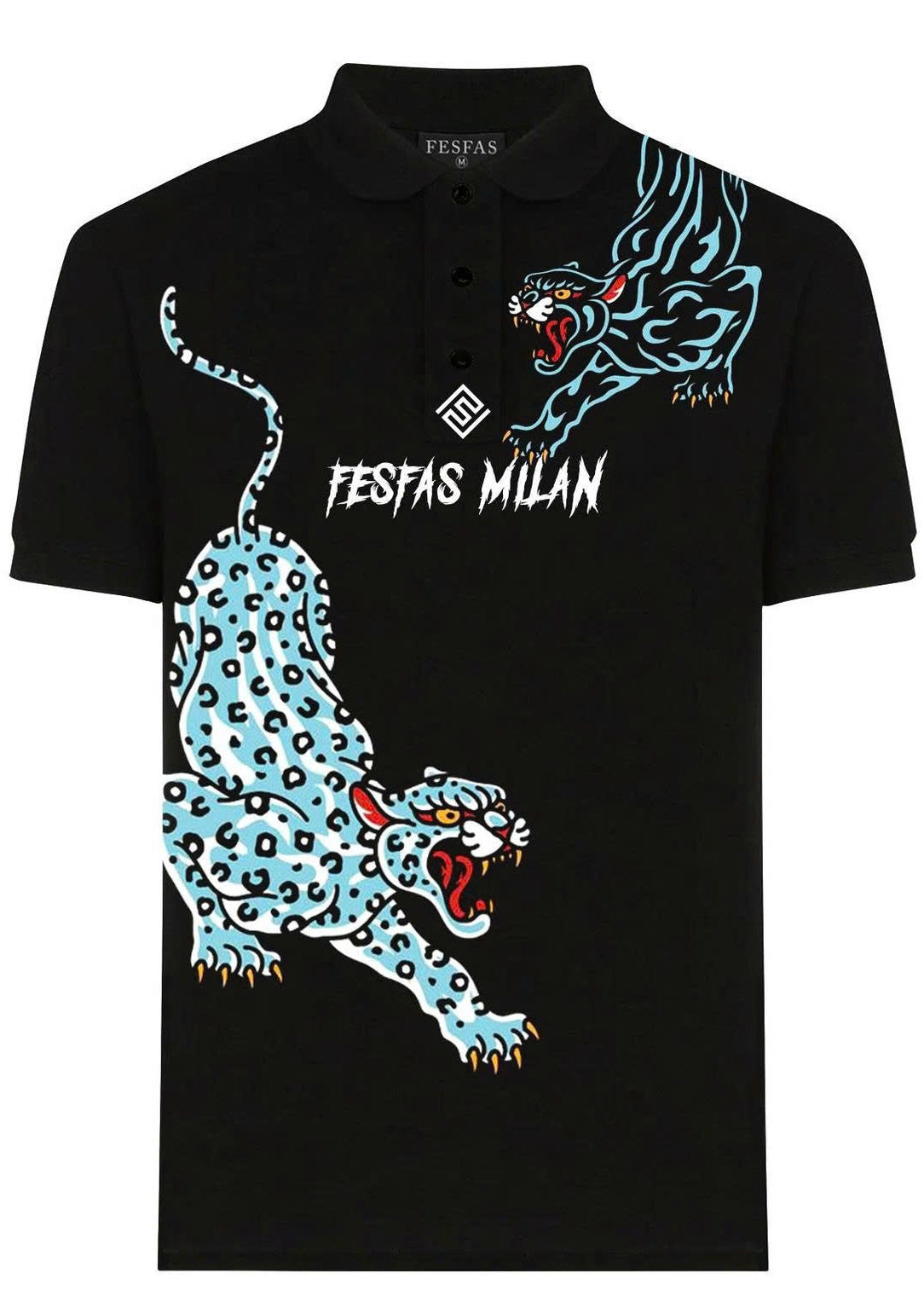 FesFas Leopard-print Polo Shirt | Black