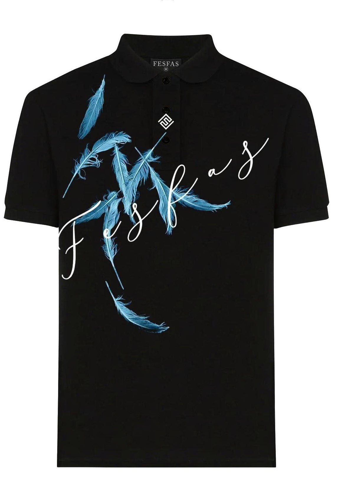 FesFas Feather-print Polo Shirt | Black