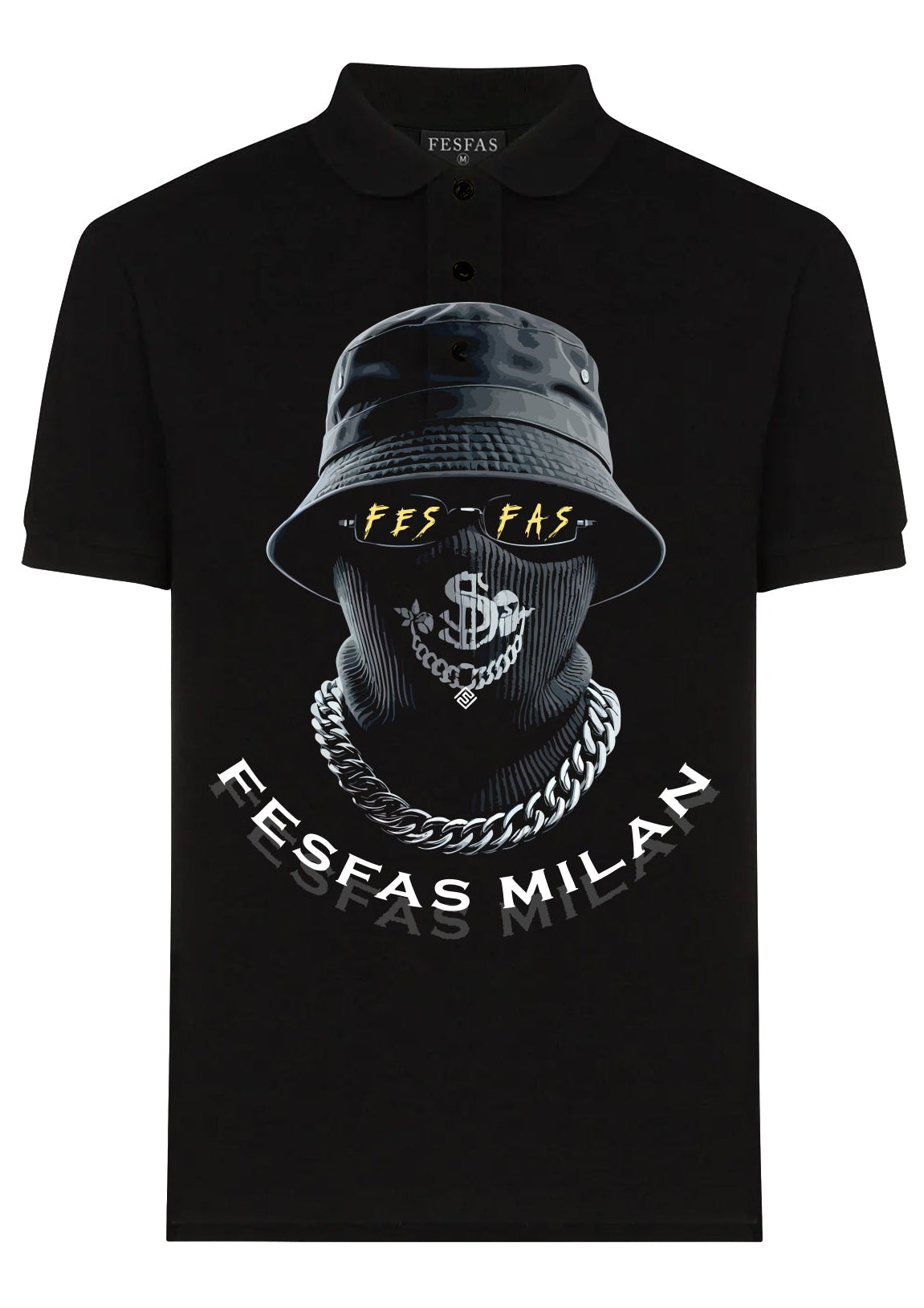 FesFas black mask-print Polo Shirt | Black