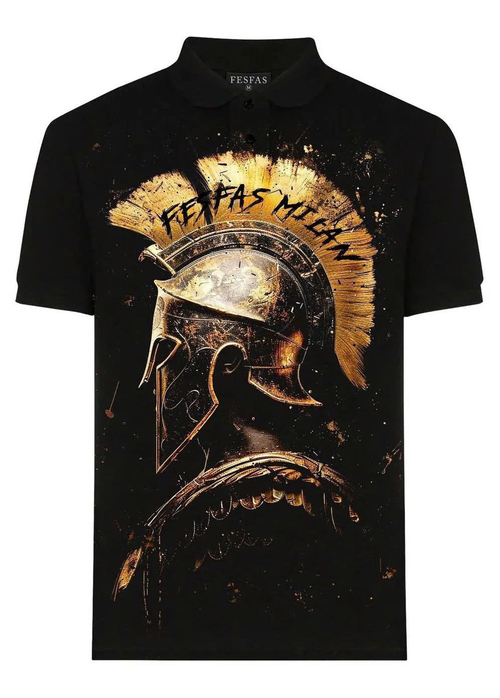 FesFas sparta-print Polo Shirt | Black