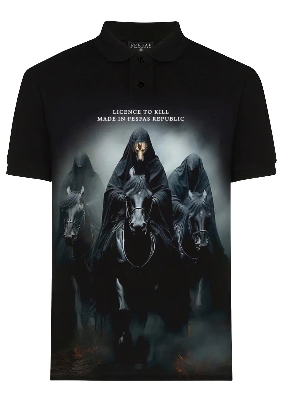 FesFas ghost army-print Polo Shirt | Black