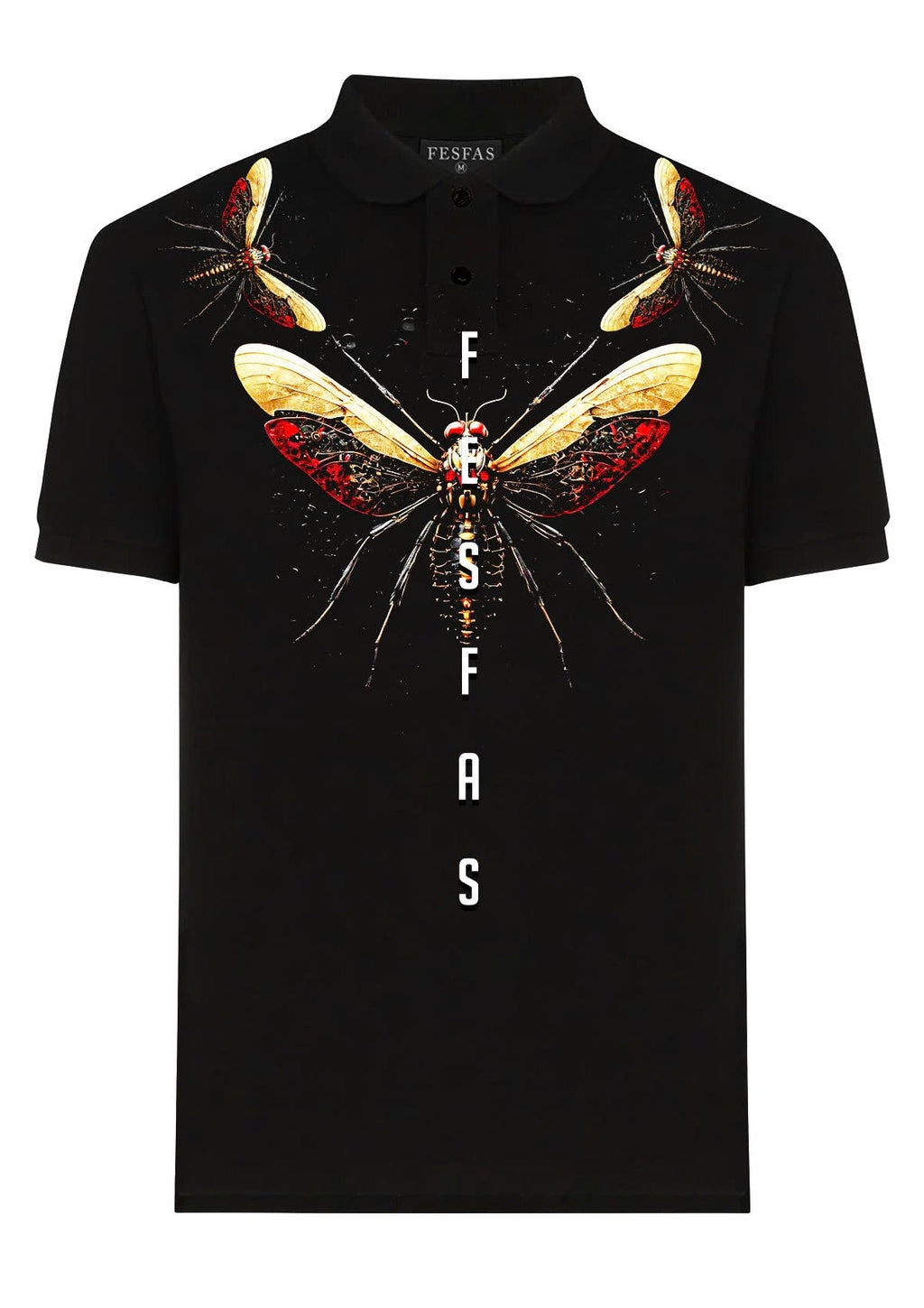 FesFas Fly-print Polo Shirt | Black