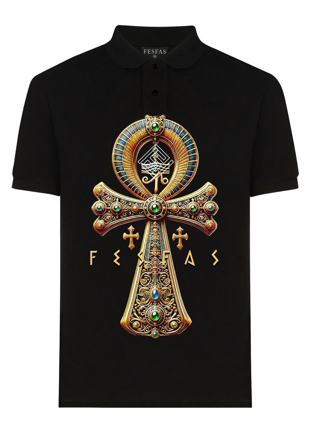 FesFas Ankh-print Polo Shirt | Black