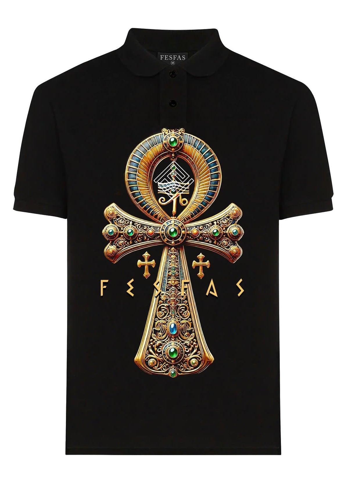 FesFas Ankh-print Polo Shirt | Black