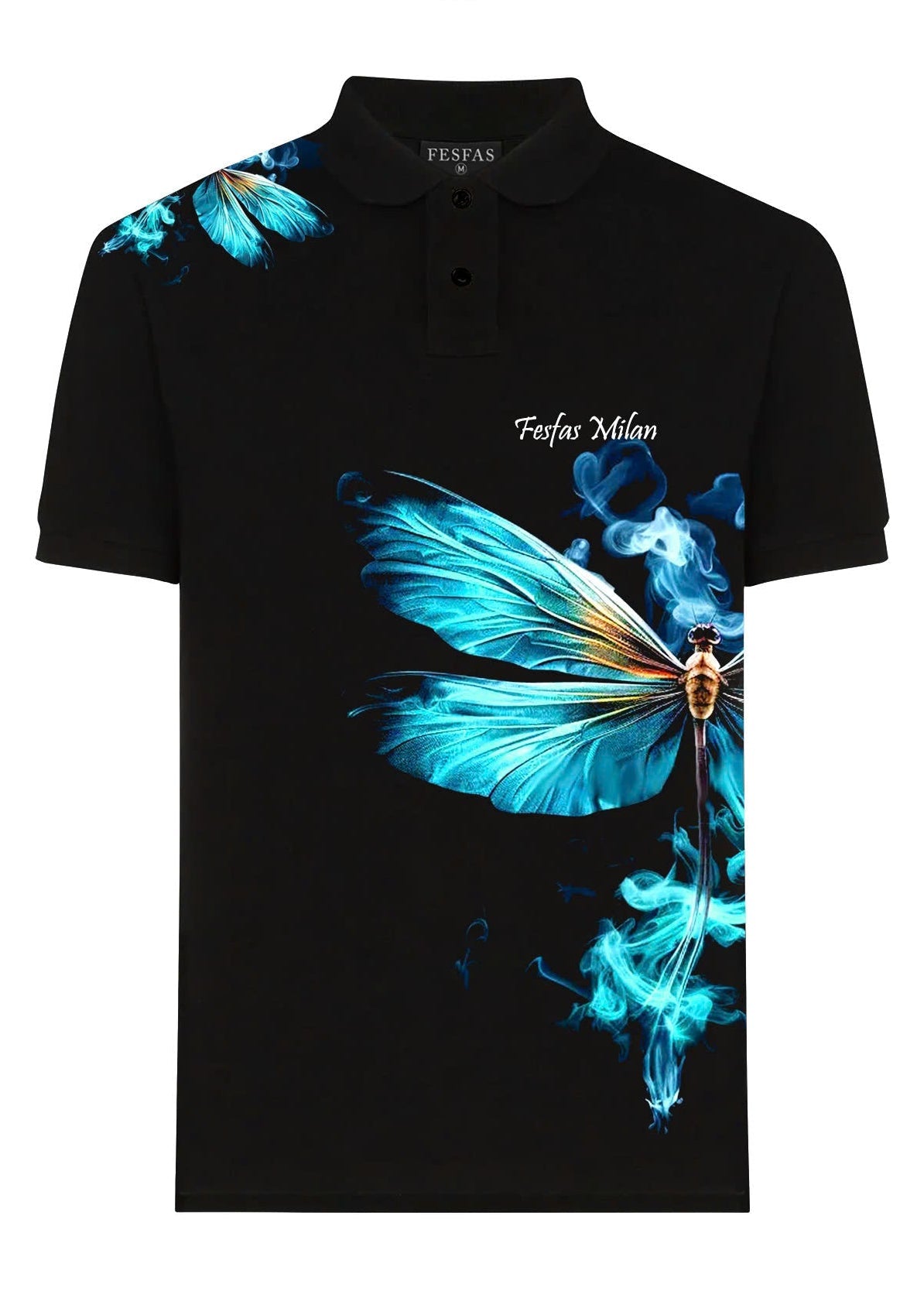 FesFas Dragonfly-print Polo Shirt | Black
