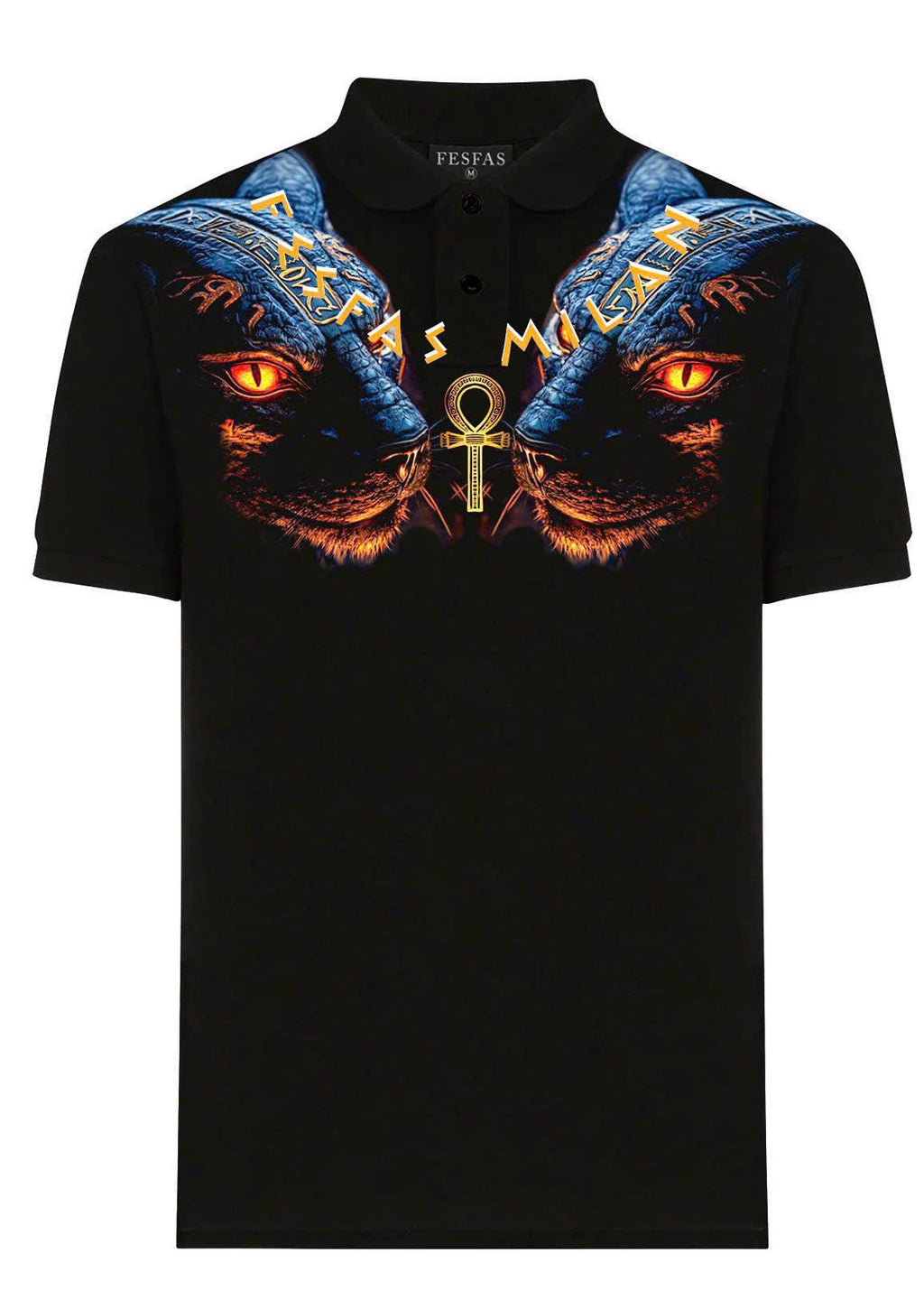 FesFas Panther-print Polo Shirt | Black
