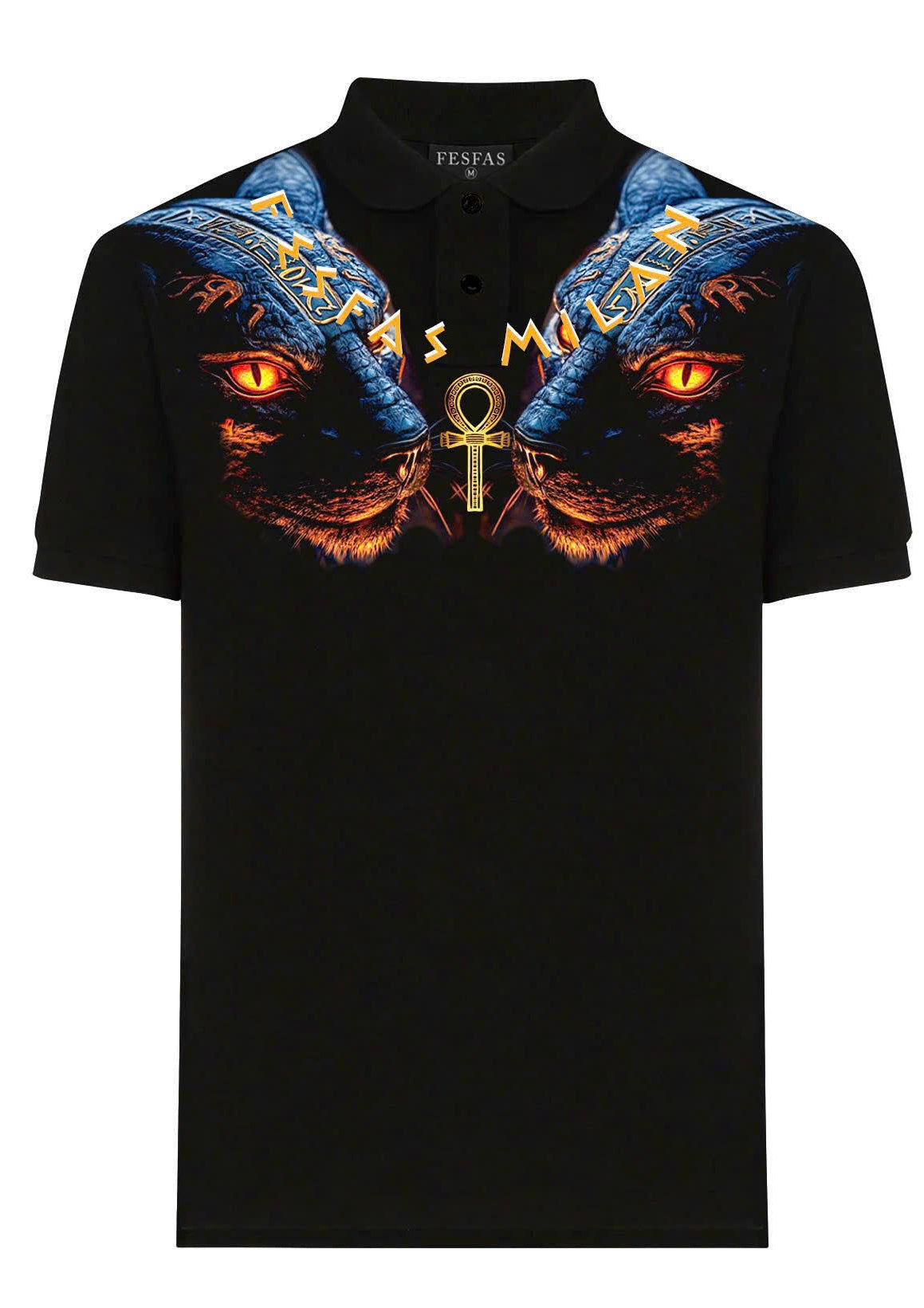 FesFas Panther-print Polo Shirt | Black