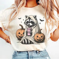 Retro Halloween Shirt, Cute Raccoon Ghost Shirt, Raccoon Halloween Shirt, Vintage Pumpkin Fall Shirt, Spooky Season Gift...