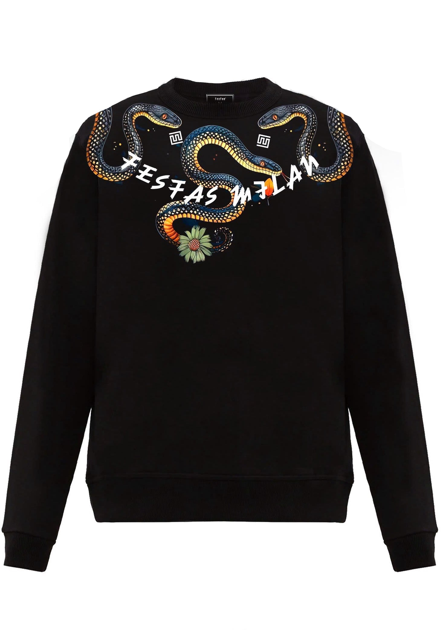 FesFas Snake-print Sweatshirt Set | Black