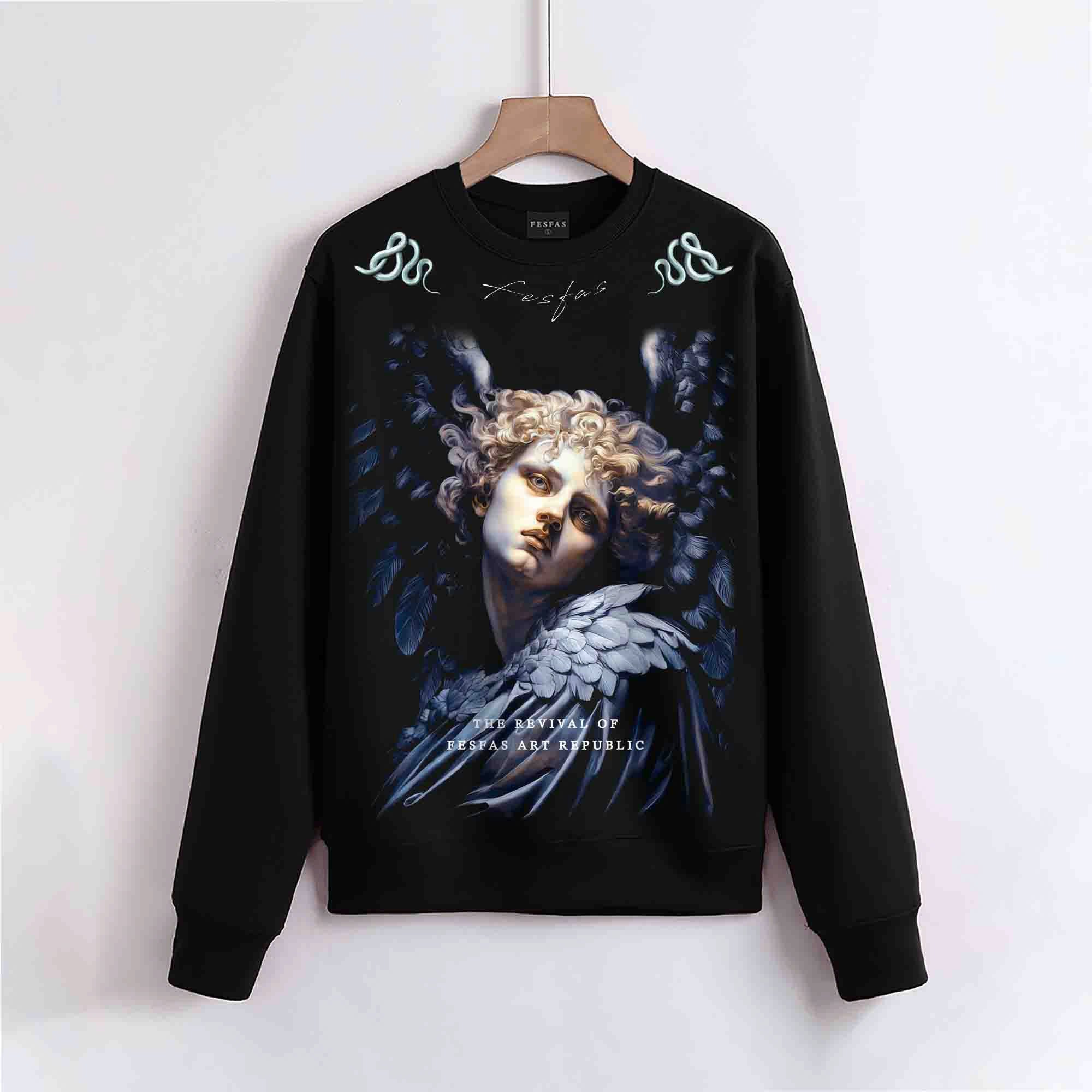 FesFas Angel-print Sweatshirt Set | Black